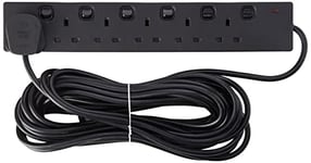 PRO ELEC PELB1727 6 Way Extension Lead with Individual Switches, 10m Black