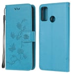 Motorola Moto G30/Moto G10/Moto G20 Mobilfodral med fjärilar, Blå