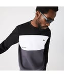 Lacoste Mens Colour Block Sweatshirt in Black-White Cotton - Size Small