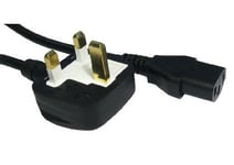 3m Kettle Lead - IEC (C13) to UK Mains (3 pin) Cable - 5A (amp) - Moulded - Black Coloured - Approve by A.S.T.A - N14586