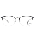Ray-Ban Rectangular Grey and Silver Unisex Women Glasses Frames Metal - One Size
