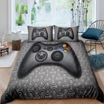 Loussiesd Video Game Gamepad Bedding Set Gamer Comforter Cover for Girls Boys Children Novelty Modern Game Controller Bedspread Cover Gray Single Bedding Collection 2Pcs