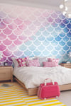 Watercolour Mermaid Scales Matt Smooth Paste the Wall Mural 300cm wide x 240cm high