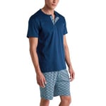 Calida Relax Streamline 4 Short Pyjamas Blå Mönstrad bomull X-Large Herr