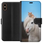 Apple iPhone X Musta Lompakkokotelo Katt och Häst