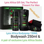 Lynx Africa Bodyspray 150ml, Bodywash 250ml and a pair of exclusive Lynx Africa
