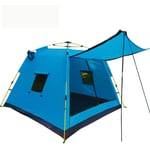 GUO Multi-person 360° Panoramic Family Camping Stable Steel Tube Structure 100% Waterproof Dome Frame Pop-up Tunnel Beach Awning Multi-person Tent-blue
