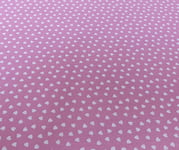 Dusky Pink & White Ditsy Love Hearts 100% Cotton Poplin Fabric - Fabric Craft Material Metre