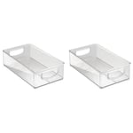 iDesign Stackable Storage Box with Handles, Small BPA-free Plastic Fridge Box for Food and Kitchen Accessories Storage, Kitchen Organiser for Fridge, Freezer or Pantry, Clear (Pack of 2)
