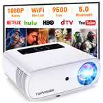 WiFi Projector, 5G Mini Projector 9500L Full HD Native 1080P Video Bluetooth Projector 4K, Portable Home Outdoor Wireless Mirroring Projector Compatible with iPhone/Android/TV Stick/HDMI/USB white