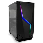 DeepGaming M235 - Micro-ATX and ITX PC Case with 2 x USB3.0, Tempered Glass Side Panel, Supports up to 7 Fans, Graphics up to 300 mm, RGB. PC Gaming Case Black