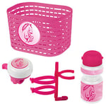 VENTURA Unisexe - Bébé Horse Kit d'accessoires pour vélo enfant panier, cloche, bouteille d'eau rose