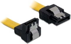 SATA3 kabel DeLOCK, med lås-clips, vinklad nedåt-rak, 50 cm - Gul