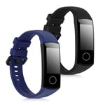 kwmobile Watch Bands Compatible with Honor Band 6 - Straps Set of 2 Replacement Silicone Band - Black/Dark Blue