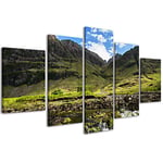 Impressions sur toile paysage écossais 094 tableaux modernes en 5 panneaux déjà montés, prêt à être accroché, 200 x 90 cm
