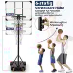 Basketkorg utomhus basketstativ 176-206 cm höjdjusterbart mobilt bågsystem med bakvägg svart