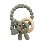Magni - Teether bracelet silicone with wooden ring leaves and bunny-ears appendix - Green (5578)