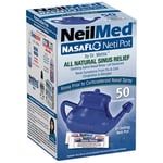 NeilMed NasaFlo Neti Pot + 60 Premixed Sachets Natural Sinus Relief Saline Rinse