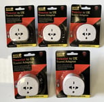 5x SMJ European EU US 2-Pin to UK 3-Pin Mains Travel Adaptor Power Plugs Tourist