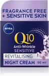NIVEA Q10 Anti-Wrinkle Sensitive Revitalising Night Cream (50ml), Face Cream wi