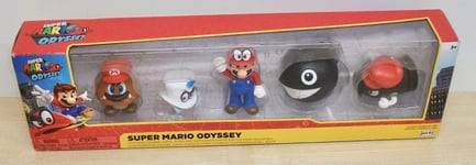 Super Mario Odyssey set of 5 action figures inc. Goomba & Cappy **Brand New**