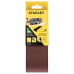 Stanley STA33081 Lot de 3 bandes abrasives pour ponceuse à bande (65 x 410 mm, grain moyen K150, compatible avec ponceuse à bande Black+Decker DN83, DN83E, BS650, BD83, BD83E, KA83)