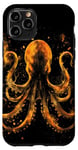 Coque pour iPhone 11 Pro Kraken doré, une pieuvre aux tentacules de calmar géants