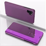 Hülle® Mirror Plating Clear View Stand Function Flip Case Compatible for Samsung Galaxy A32 4G (Glamour Purple)