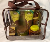 ARGAN OIL With Moroccan Argan Oil Extract Gift Set Hair & Body Products & Bag