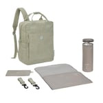 LÄSSIG Sac à langer Sac à dos avec matelas à langer, attache pour poussette, porte-bouteille Fabrication durable/GRE Vividal Backpack cord light khaki
