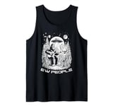 Bigfoot Play Guitar with Alien And UFO, Funny Alien Saying Tank Top