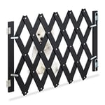 Relaxdays Safety Gate, Barrier, Extendable up to 108.5 cm, 47.5-60cm high, Bamboo, Stair & Door, Dog & Baby Guard, Black, 90% 10% Iron
