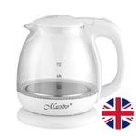 1L Electric Kettle Heat Resistant Glass Illuminated Overheat Protection 1100W UK