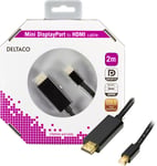 Deltaco DP-HDMI204-K musta 2 m MiniDP - HDMI näyttökaapeli