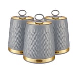Tower Empire Storage Canisters for Tea/Coffee/Sugar, Grey & Brass T826091GRY