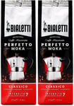 2 x Bialetti Perfetto Ground Coffee Moka Classico Intensity 7 Red 250g Bag 8.8oz