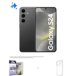 Samsung Galaxy S24 5G -puhelin, 128/8 Gt, Onyx Black + silikonisuoja ja panssarilasi