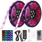 Waterproof 5050 RGB Strips Lighting LED Strip Lights Kit Flexible Color Changing Rope Lights with 44 Key IR Remote