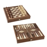 Manopoulos - Classic 2-in-1 Combo Wood Games Set - Chess & Backgammon 16" x 16"