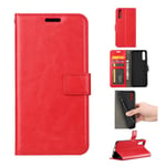 Huawei P20 mobilfodral i PU läder skyddande korthållare plånbok stående läge - Röd