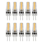 10 st G4 LED-lampor 3000K Varmvitt Ljus Dimbar G4 Bi-pin LED-lampa 2W motsvarande 2000lm Ljusstyrka AC 12V-24V G4 Lampor Ersättning (FMY)
