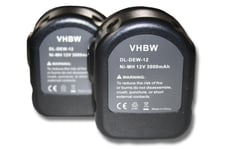 vhbw 2x Batteries compatible avec Dewalt DC742KA, DC742VA, DC743KA, DC743KB, DC745KA, DC745KB outil électrique (3000mAh NiMH 12 V)