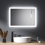 Miroir de salle de bain avec éclairage et anti-buée 70x50cm Gradable Miroir Muraux, Miroir led Mural avec Interrupteur Tactile - Meykoers