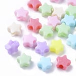 Beadthoven 300pcs/50g Candy Color 10mm Plastic Star European Beads Large Hole Spacer Beads Opaque Plastic Loose Beads for Jewelry Making Hole: 3.5mm