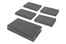 DIGITUS HDMI Extenseur/Splitter - 4k/60Hz -1x émetteur & 4X récepteur - HDBaseT 1.0 - HDMI 2.0 - Portée jusqu'à 150m - Câble Patch à partir de Cat 6A