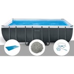 Kit piscine tubulaire Intex Ultra xtr Frame rectangulaire 5,49 x 2,74 x 1,32 m + Bâche à bulles + 10 kg de zéolite + Kit d'entretien