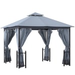 4 x 3.35Metre Steel Frame Patio Gazebo Canopy with 2 Tier Roof