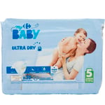 Couches Bébé Ultra Dry Junior Taille 5 : 12-20 Kg Carrefour Baby - Le Paquet De 39 Couches