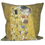 Throw Pillow Case Cushion Cover Decorative Square Jacquard Weave Fabric Premium Cushions for Sofa or Bedroom Gustav Klimt The Kiss 2 Made in France