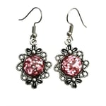 Örhängen Rosa glitter Gothic Viktoriansk Snirkel Rostfri Krok Rosa